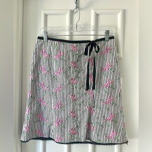 Nanette Lepore Embroidered Floral Striped Mini Skirt